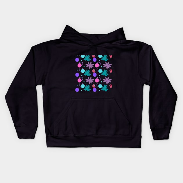 Pink Circle and violet flowers pattern Kids Hoodie by Shineyarts